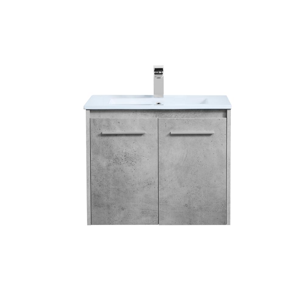 24 inch  Single Bathroom Floating Vanity in Concrete Grey. Picture 1