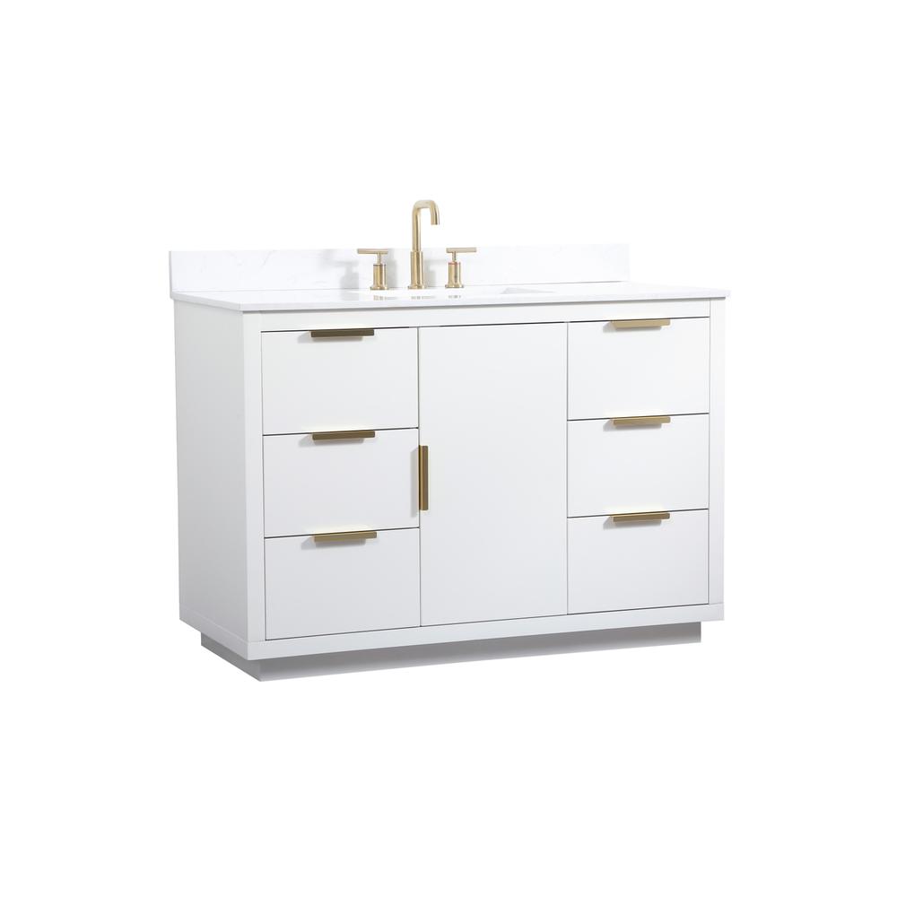 48 inch Single bathroom vanity in white with backsplash. Picture 7
