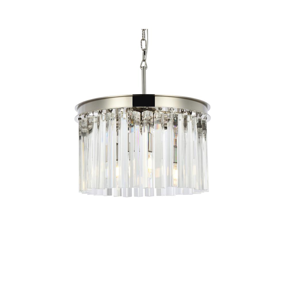 Sydney 3 light polished nickel Pendant Clear Royal Cut Crystal. Picture 2