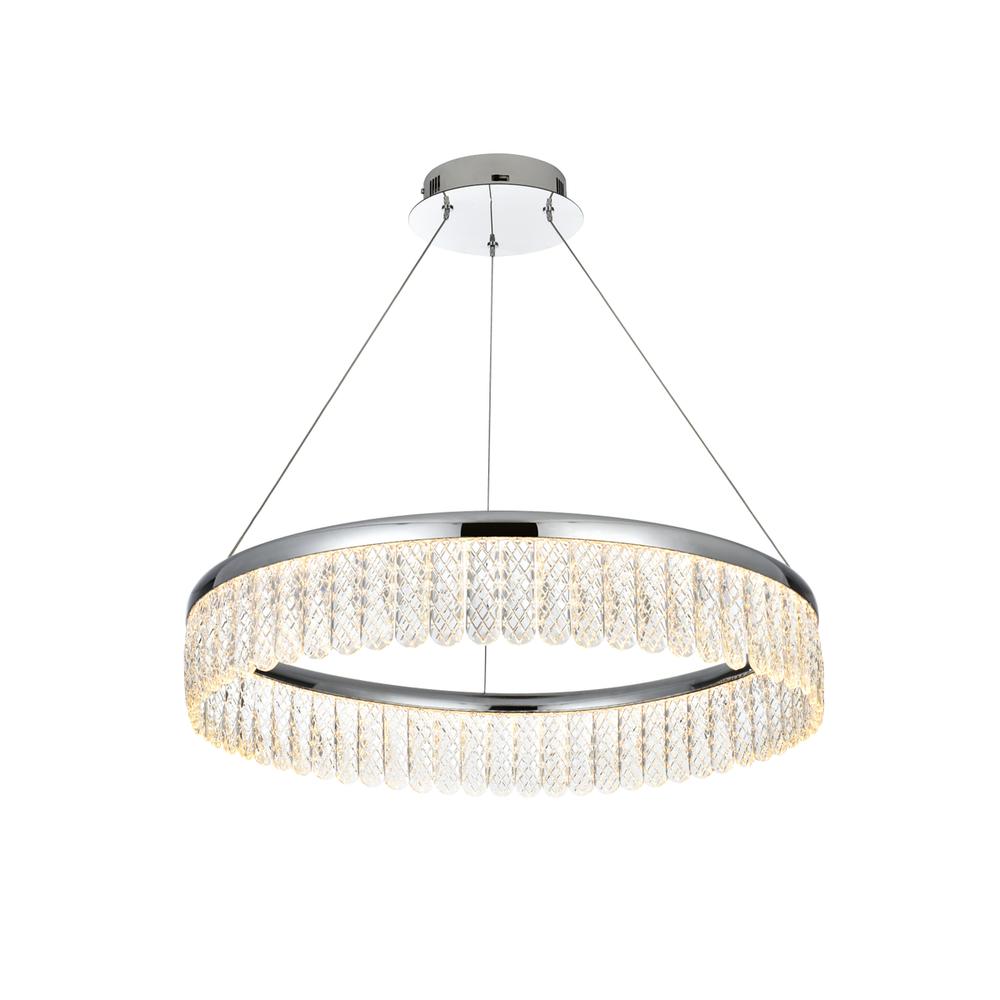 Rune 24 inch Adjustable LED chandelier in Chrome. Picture 1