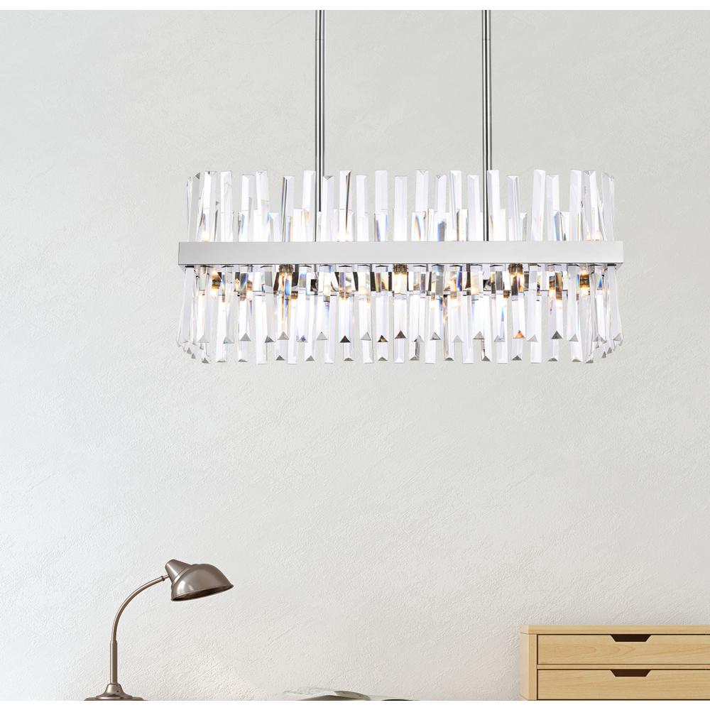 Serephina 30 inch crystal rectangle chandelier light in chrome. Picture 8