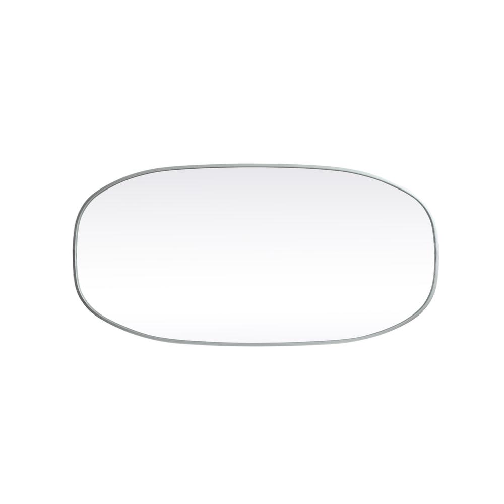 Metal Frame Oval Mirror 24x48 Inch in Silver. Picture 8