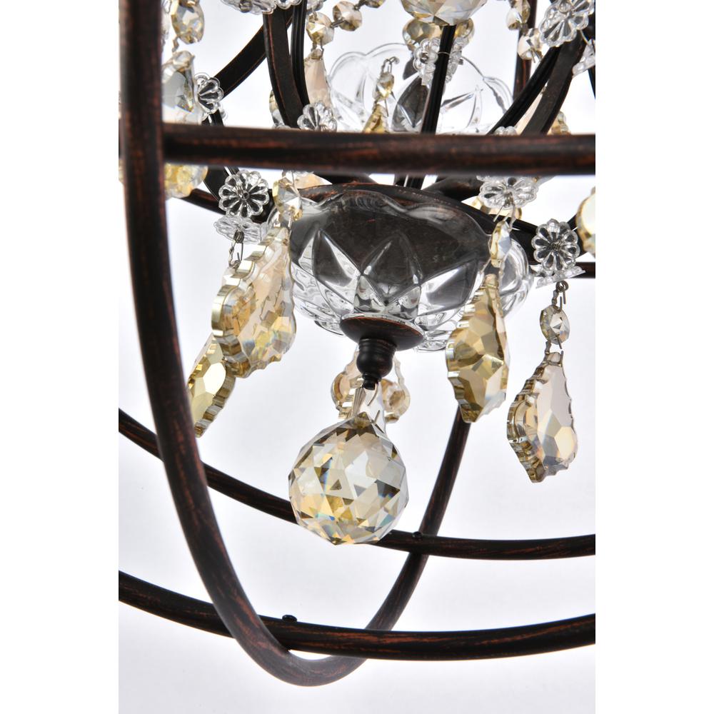 Geneva 5 light Dark Bronze Pendant Golden Teak (Smoky) Royal Cut crystal. Picture 3