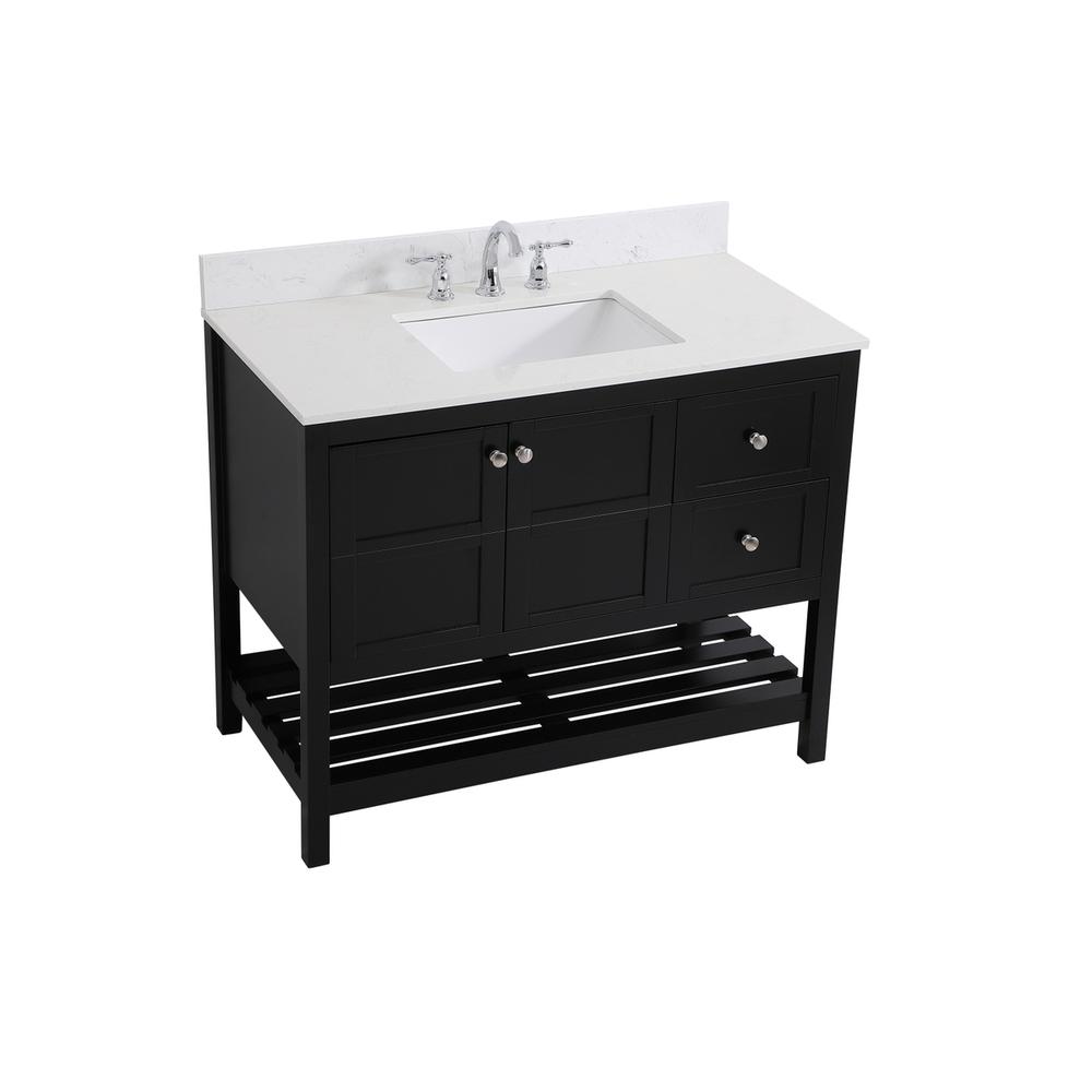 42 inch Single Bathroom Vanity in Black with Backsplash. Picture 8