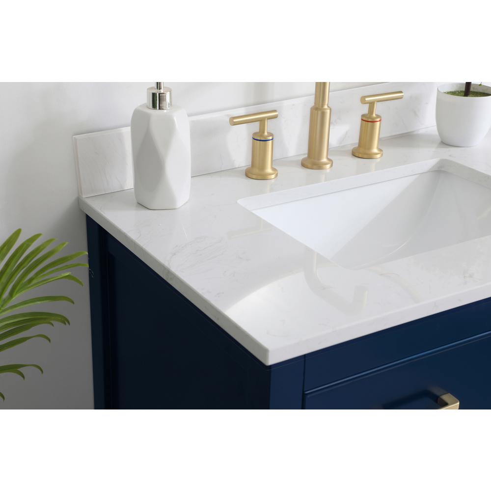 30 inch Single Bathroom Vanity in Blue with Backsplash. Picture 4