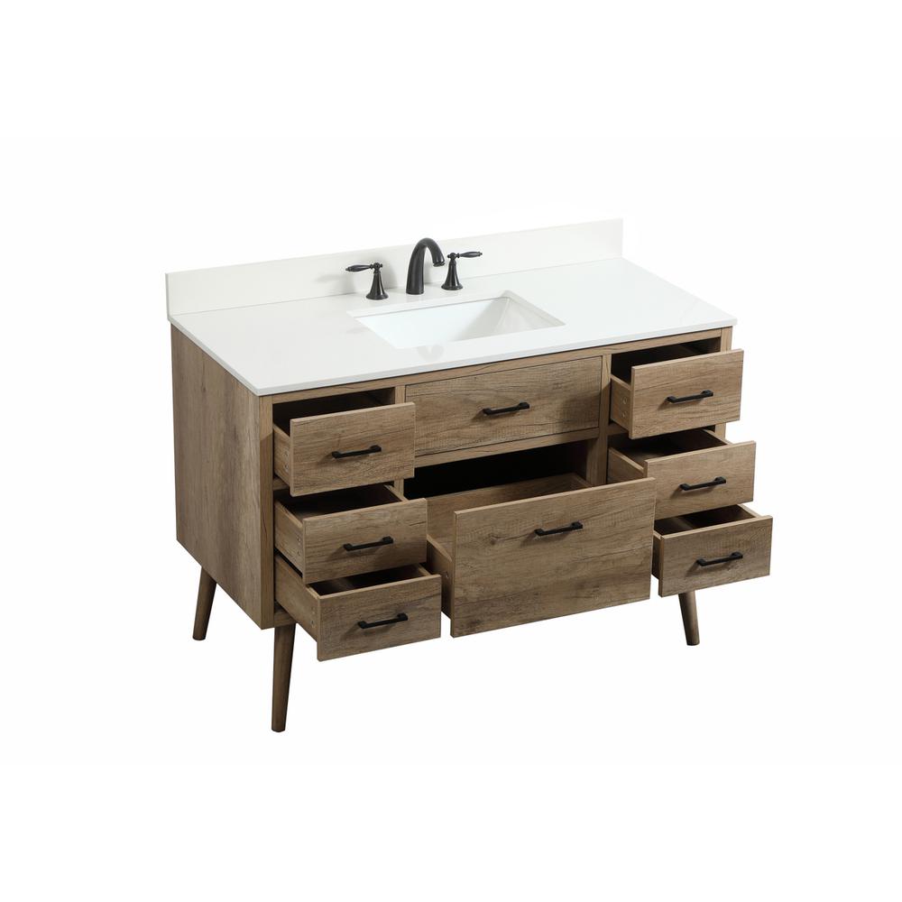 48 inch Single bathroom vanity in natural oak with backsplash. Picture 9