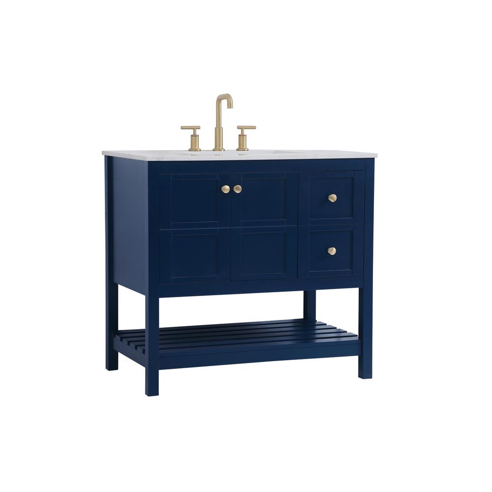 36 inch Single Bathroom Vanity in Blue. Picture 6