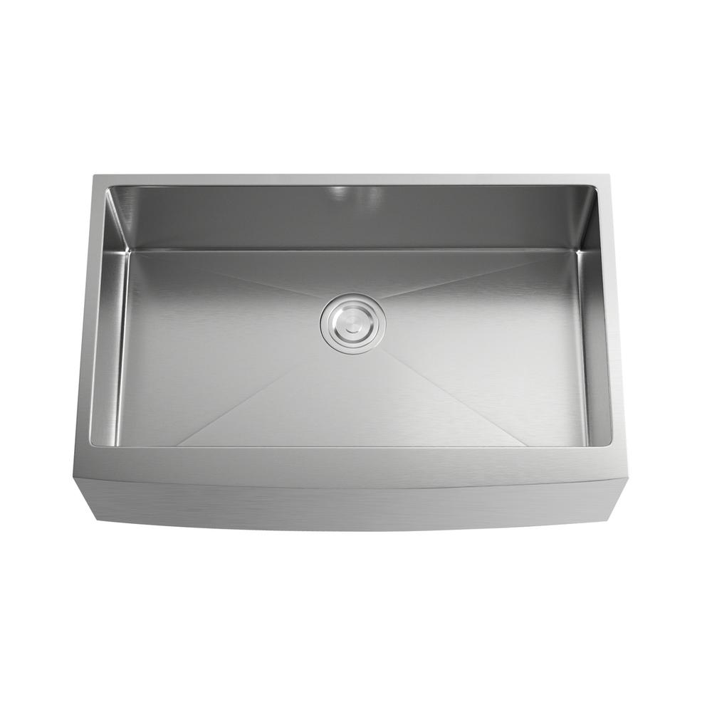 Stainless Steel farmhouse kitchen sink L33'' x W21'' x H10". Picture 6