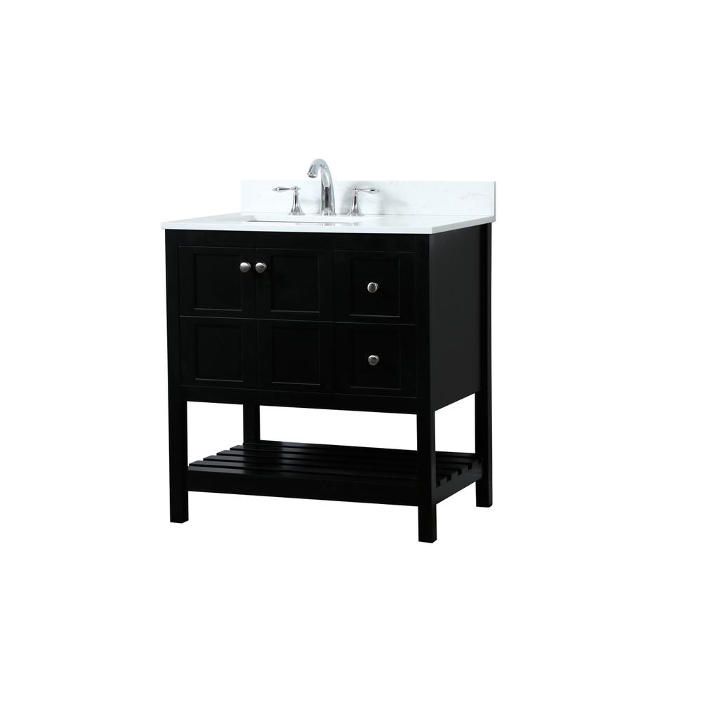 32 inch Single bathroom vanity in black with backsplash. Picture 7