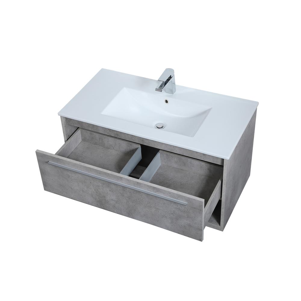 36 inch  Single Bathroom Floating Vanity in Concrete Grey. Picture 8