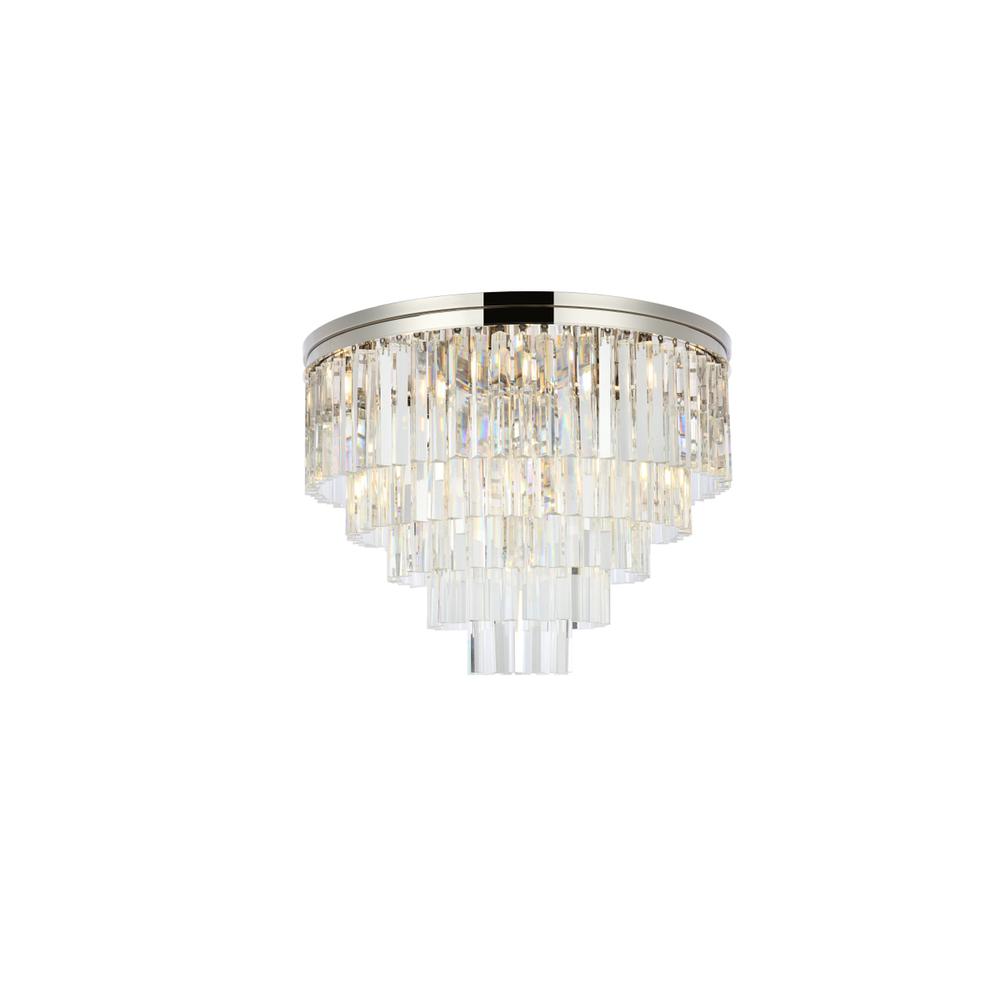Sydney 17 light polished nickel Flush Mount Clear Royal Cut Crystal. Picture 1