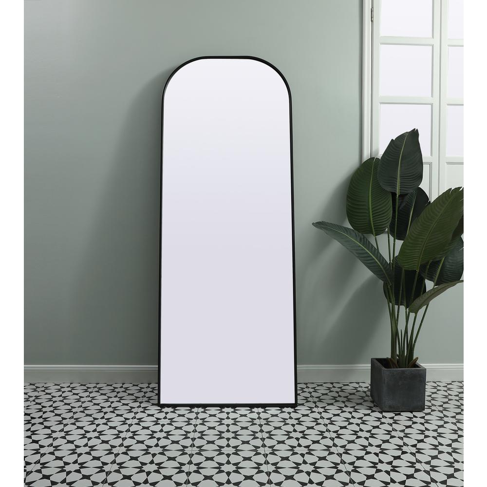 Metal Frame Arch Full Length Mirror 28x74 Inch in Black. Picture 11