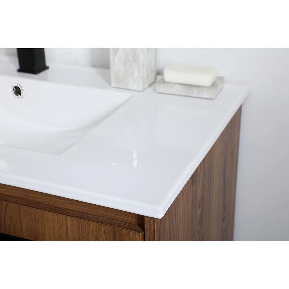 36 inch  Single Bathroom Vanity in Walnut Brown. Picture 4