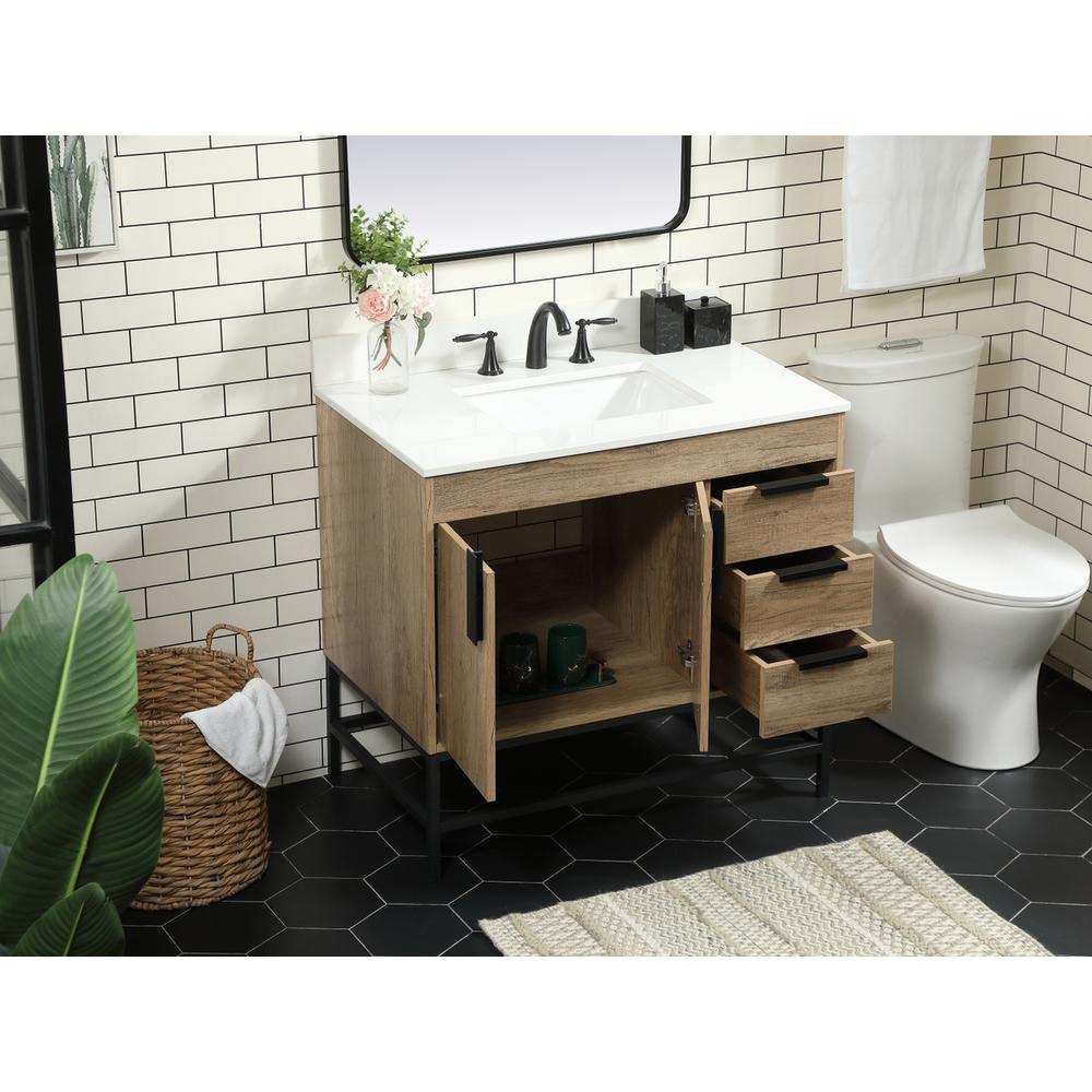 36 inch Single bathroom vanity in natural oak with backsplash. Picture 3