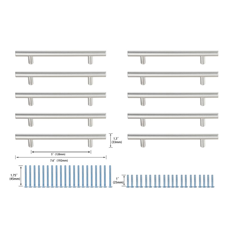 Quinn 5" Center to Center Brushed Nickel Bar Pull Multipack (set of 10). Picture 5