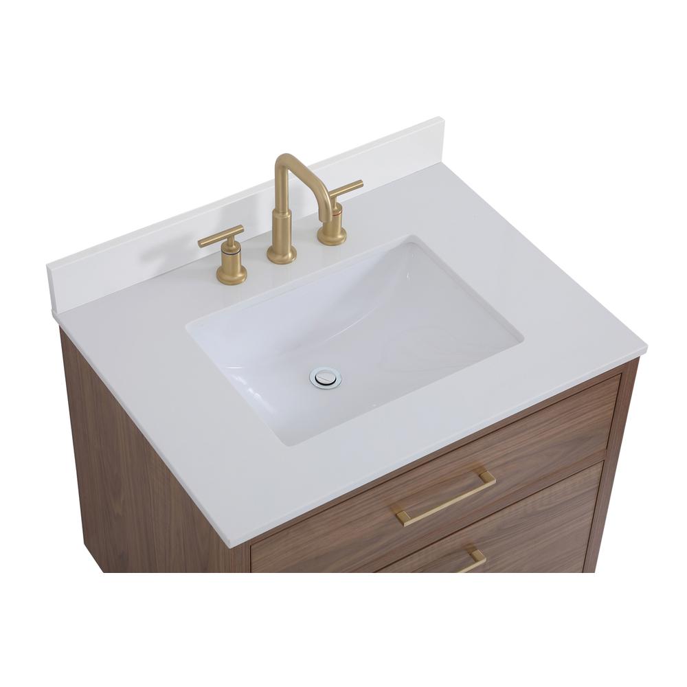 30 inch bathroom Vanity in Walnut Brown with Backsplash. Picture 10