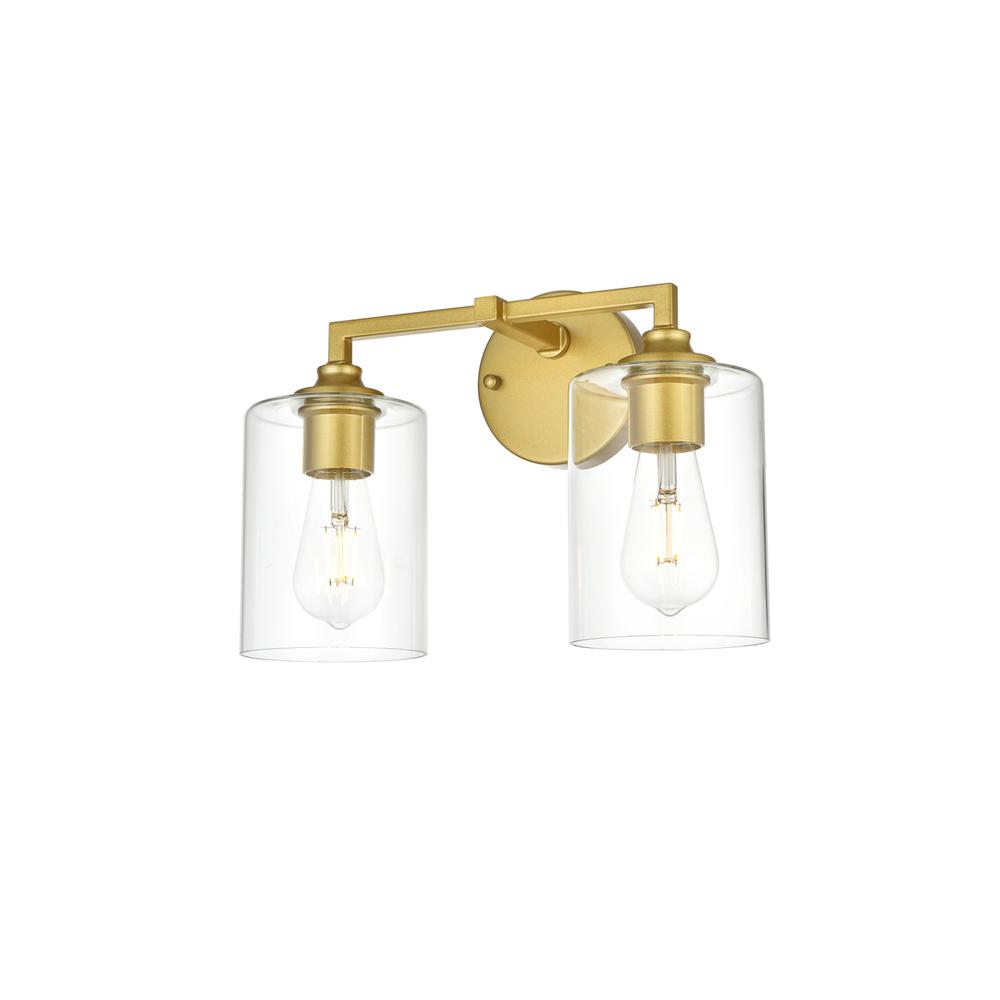 Mayson 2 light Brass and Clear Bath Sconce. Picture 2