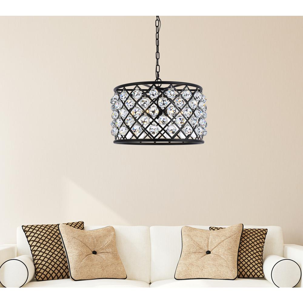 Madison 6 light Matte Black Pendant Clear Royal Cut Crystal. Picture 8