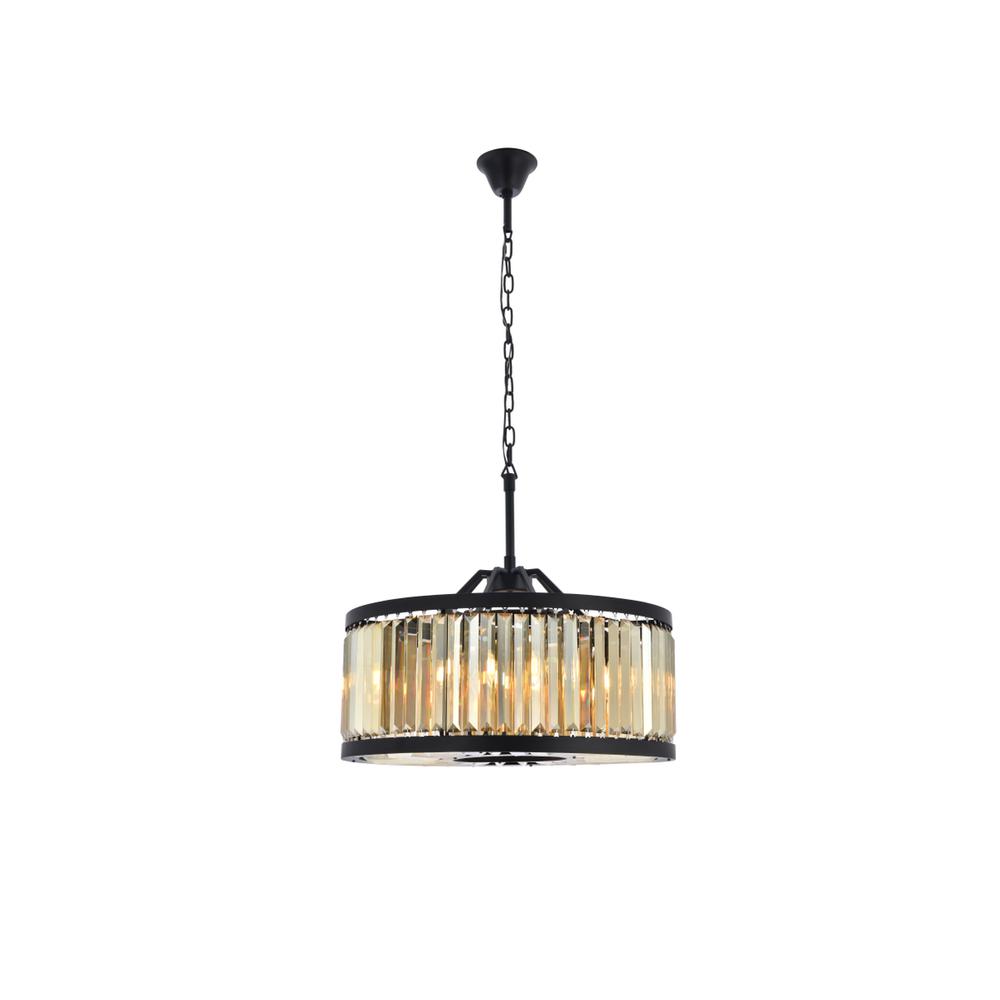 Chelsea 8 light Matte Black Chandelier Golden Teak (Smoky) Royal Cut Crystal. Picture 1