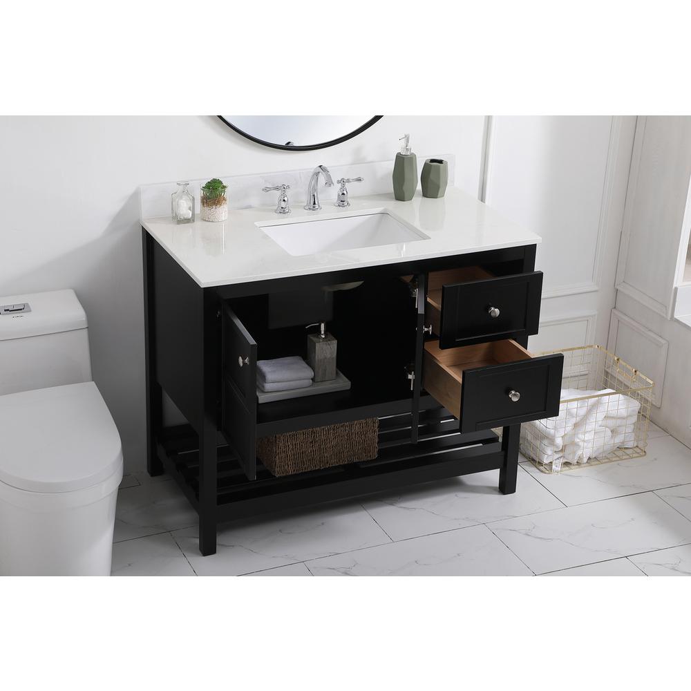 42 inch Single Bathroom Vanity in Black with Backsplash. Picture 3