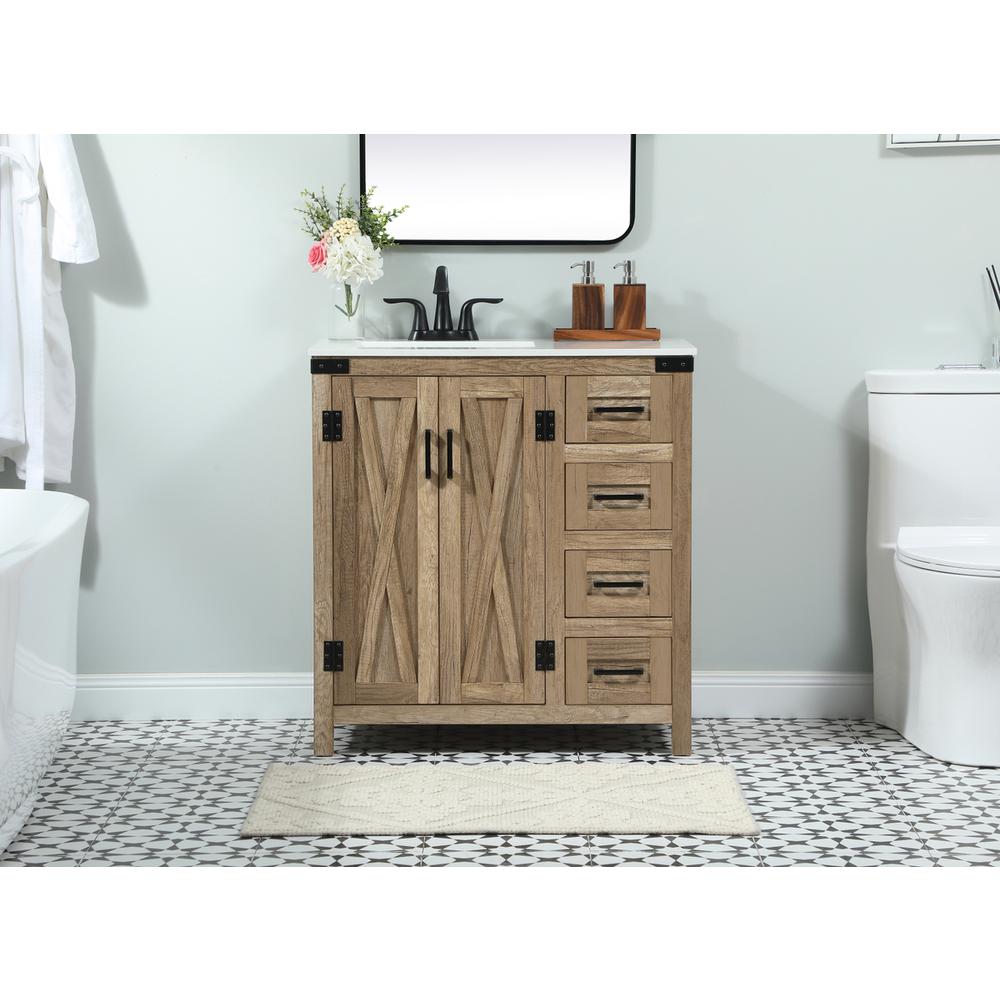 32 inch Single bathroom vanity in natural oak. Picture 14