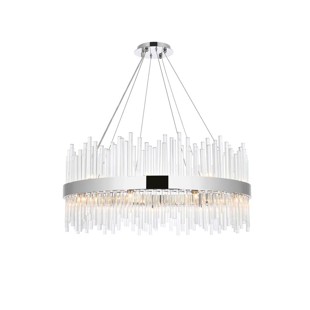 Dallas 36 inch round crystal pendant in chrome. Picture 1