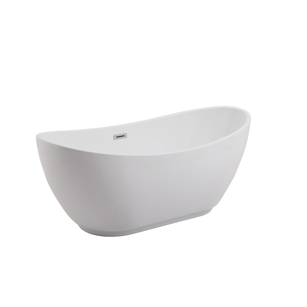 62 inch soaking bathtub in glossy white. Picture 8
