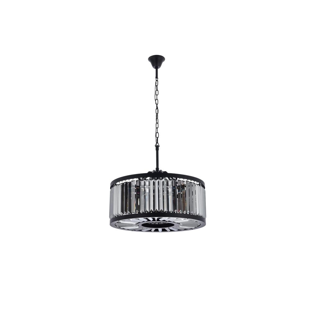Chelsea 8 light Matte Black Chandelier Silver Shade (Grey) Royal Cut Crystal. Picture 6