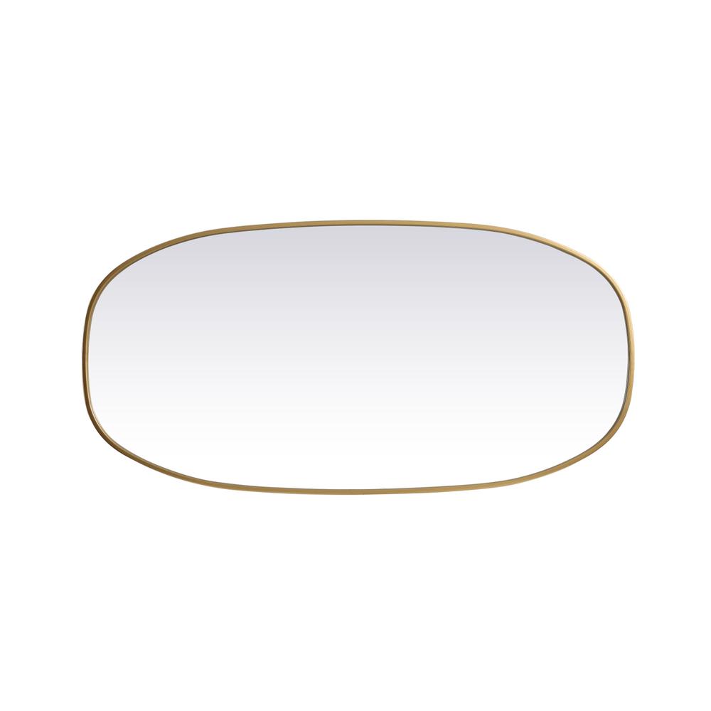 Metal Frame Oval Mirror 24x48 Inch in Brass. Picture 8