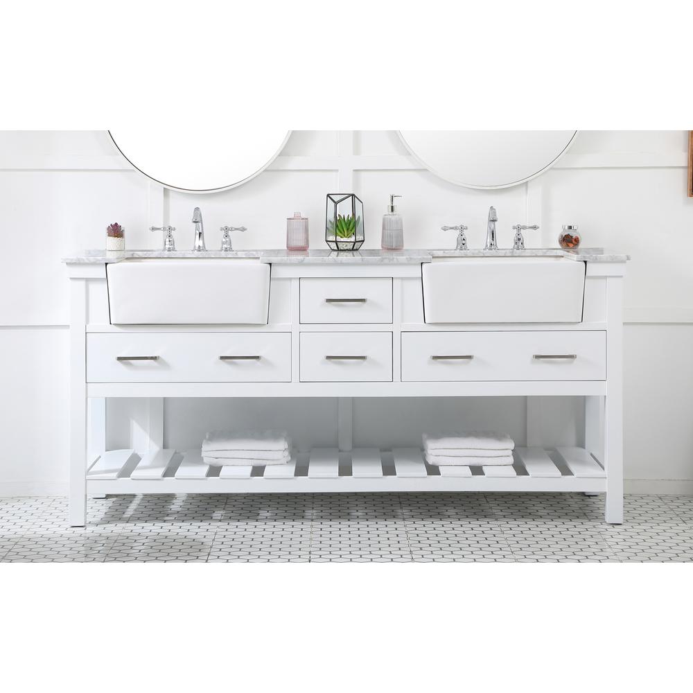 72 inch double bathroom vanity in white. Picture 14