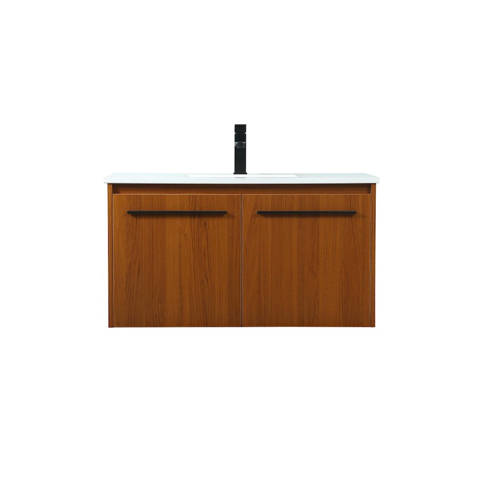 36 Inch Single Bathroom Vanity In Teak. Picture 1