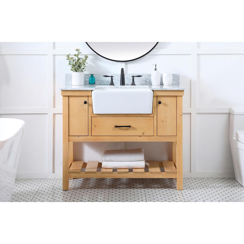 42 inch Single bathroom vanity in natural wood with backsplash. Picture 14