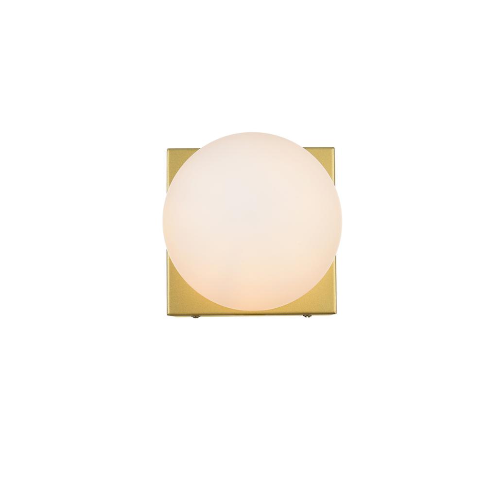 Jaylin 1 light Brass and frosted white Bath Sconce. Picture 1