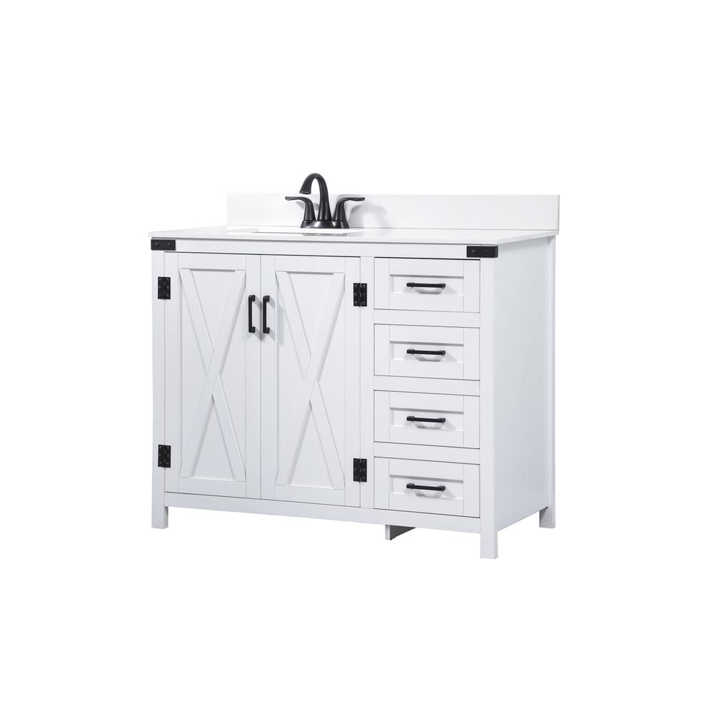 42 inch Single bathroom vanity in white with backsplash. Picture 7
