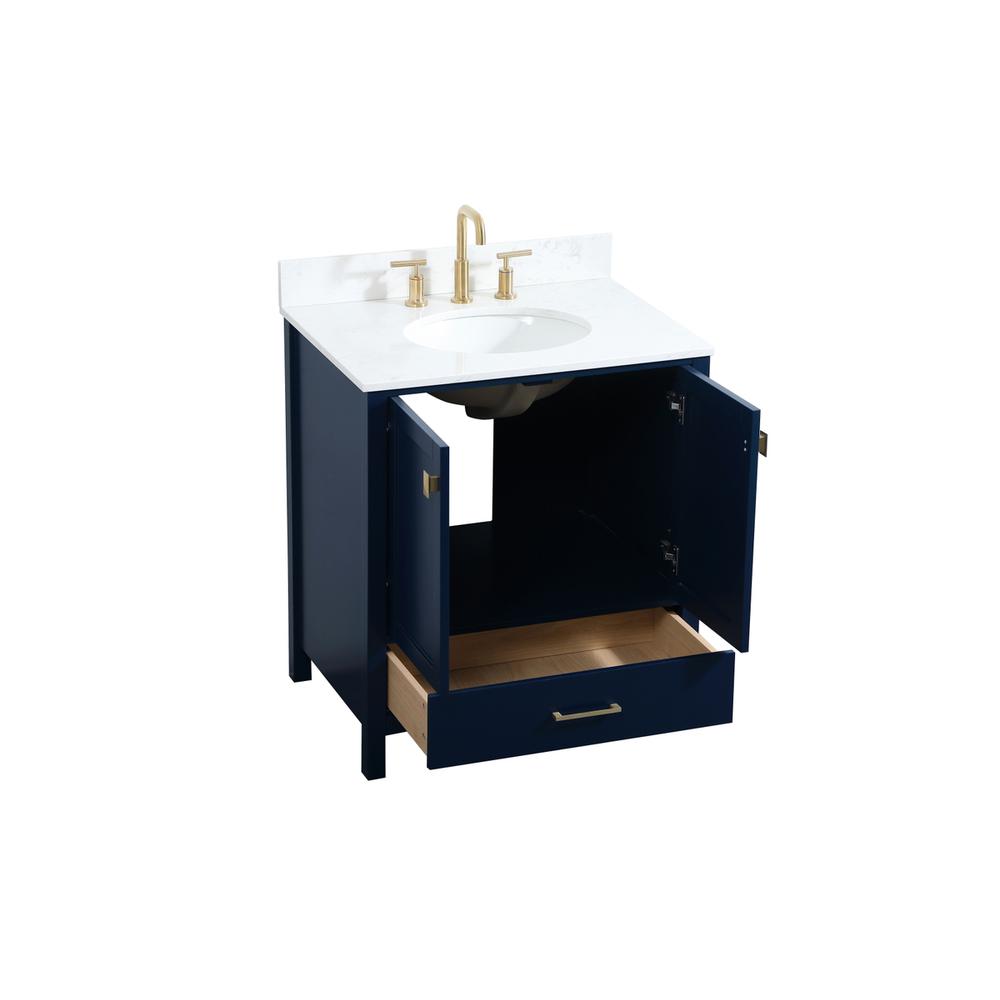 30 inch Single bathroom vanity in blue with backsplash. Picture 9