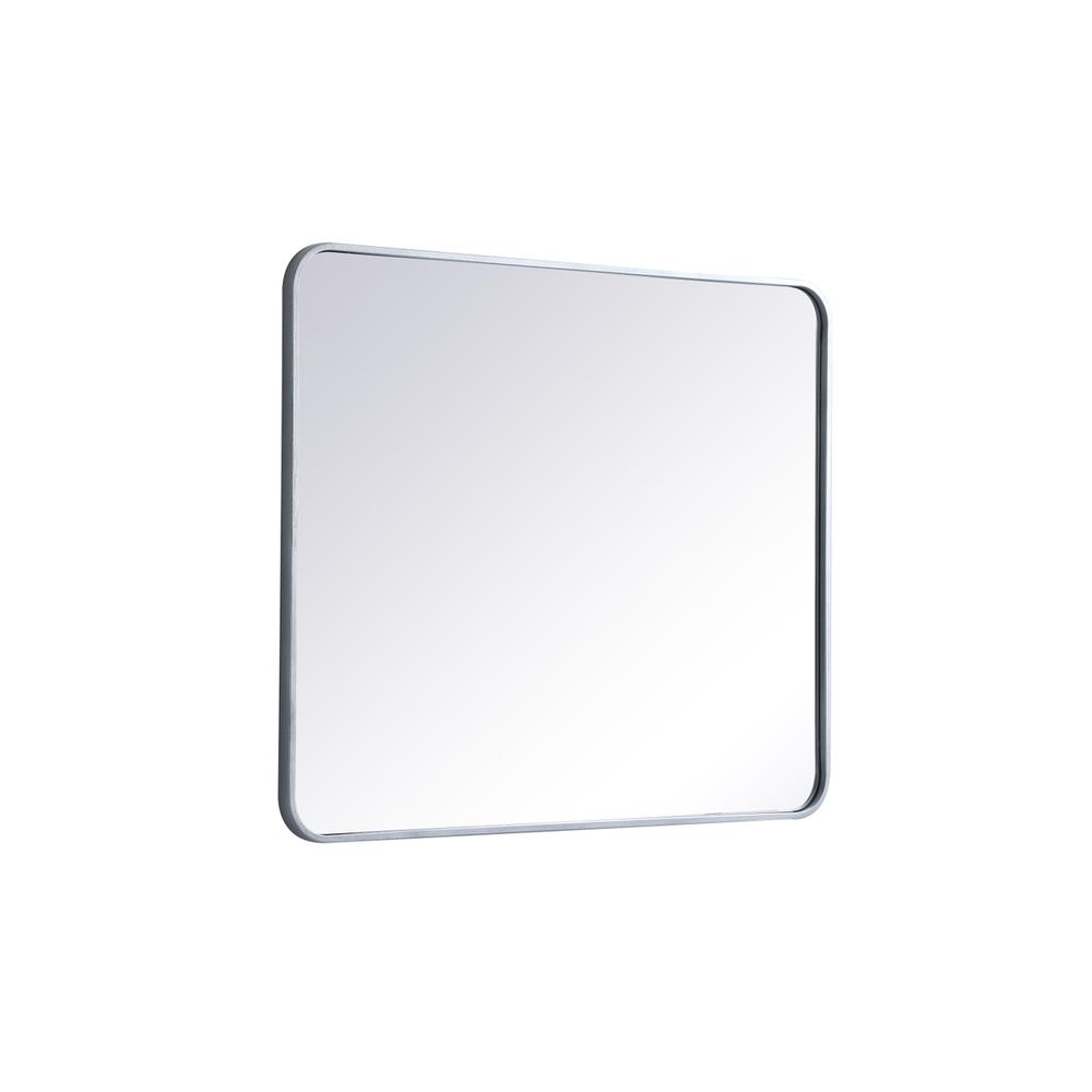 Soft corner metal rectangular mirror 30x36 inch in Silver. Picture 5