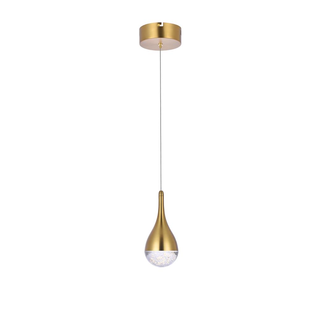 Amherst 5 inch LED pendant in satin gold. Picture 1
