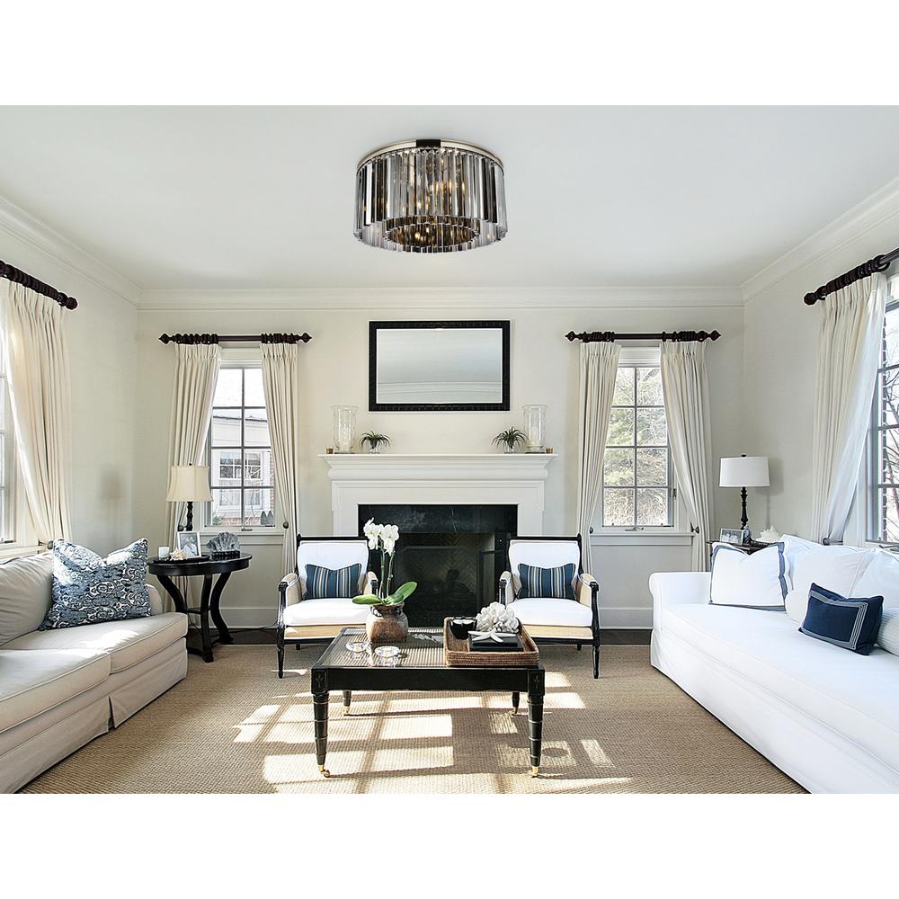 Sydney 8 light polished nickel Flush Mount Silver Shade (Grey) Royal Cut Crystal. Picture 7