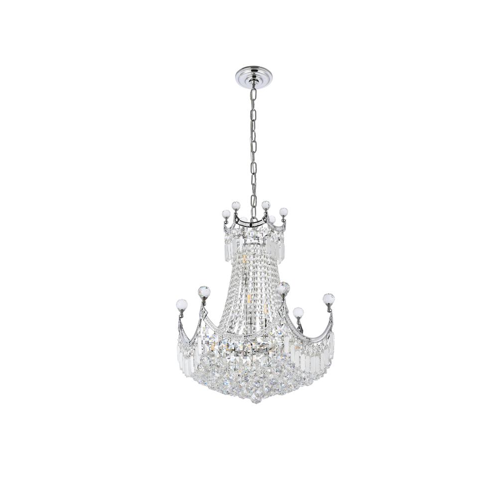 Corona 9 light Chrome Chandelier Clear Royal Cut Crystal. Picture 6