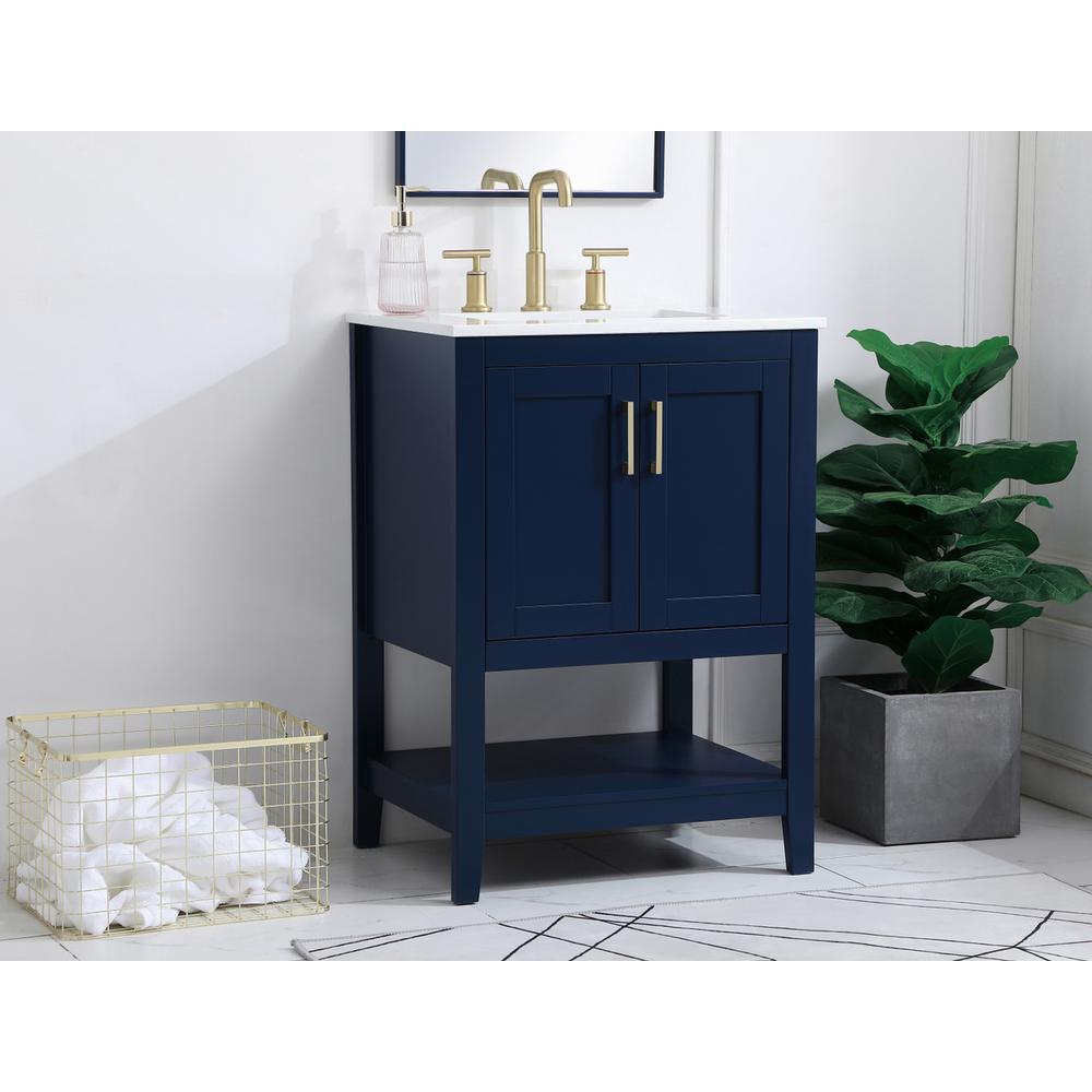 24 inch Single Bathroom Vanity in Blue. Picture 2