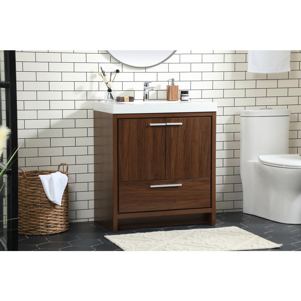 30 inch Single bathroom vanity in Walnut. Picture 2