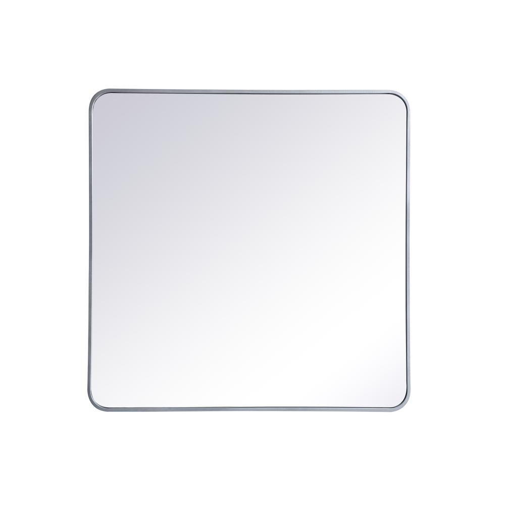 Soft corner metal rectangular mirror 36x36 inch in Silver. Picture 1