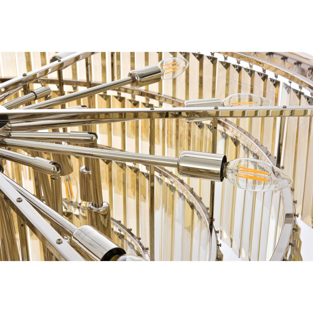 Sydney 33 light polished nickel Chandelier Golden Teak (Smoky) Royal Cut Crystal. Picture 4