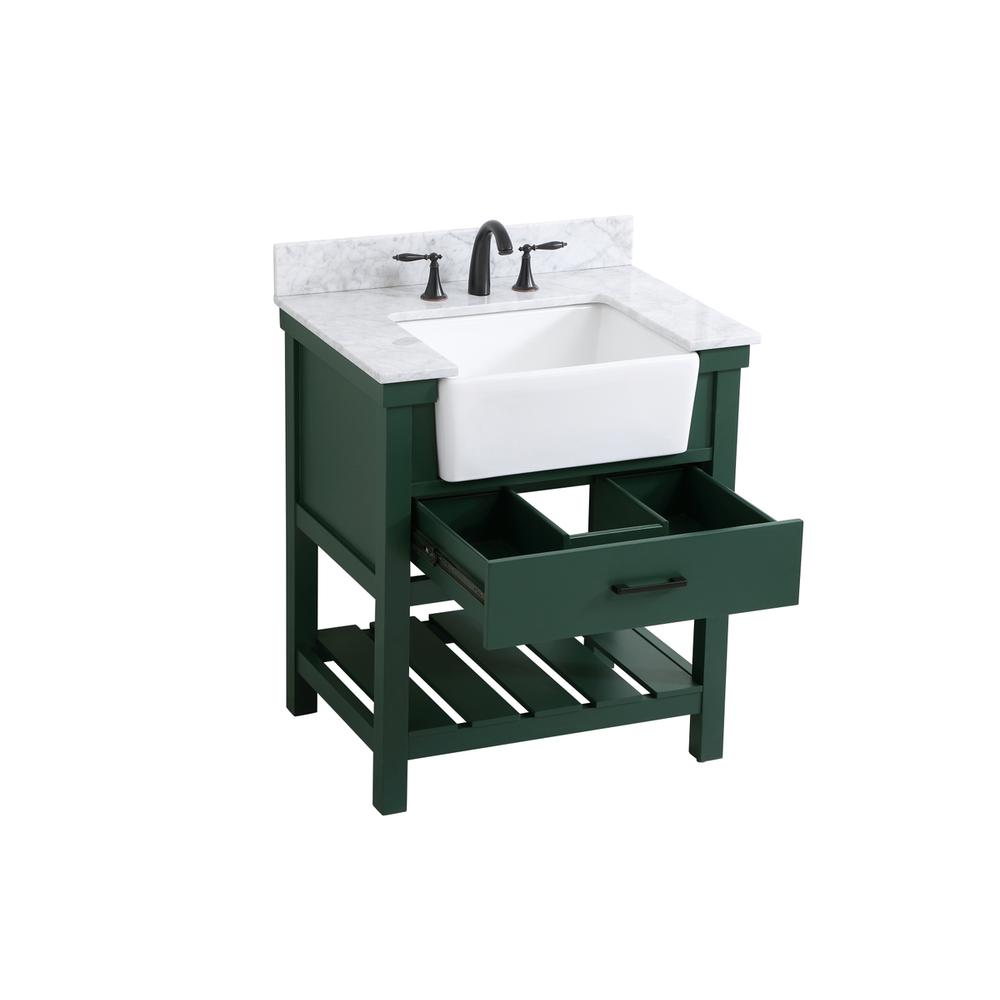 30 inch Single bathroom vanity in green with backsplash. Picture 9