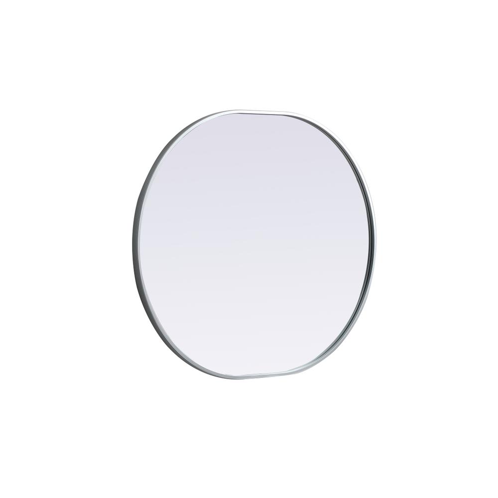Metal Frame Oval Mirror 30x36 Inch in Silver. Picture 9