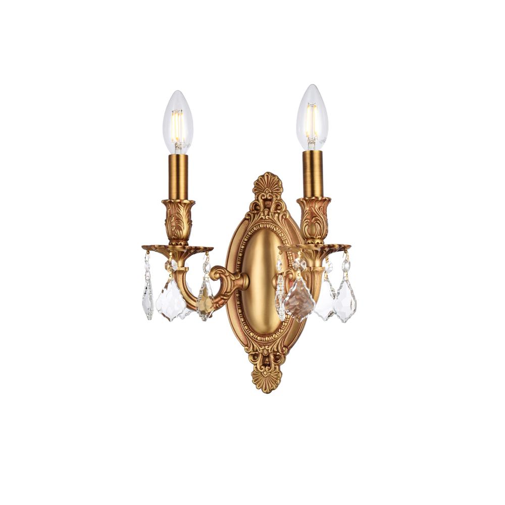 Rosalia 2 light French Gold Wall Sconce Clear Royal Cut Crystal. Picture 2