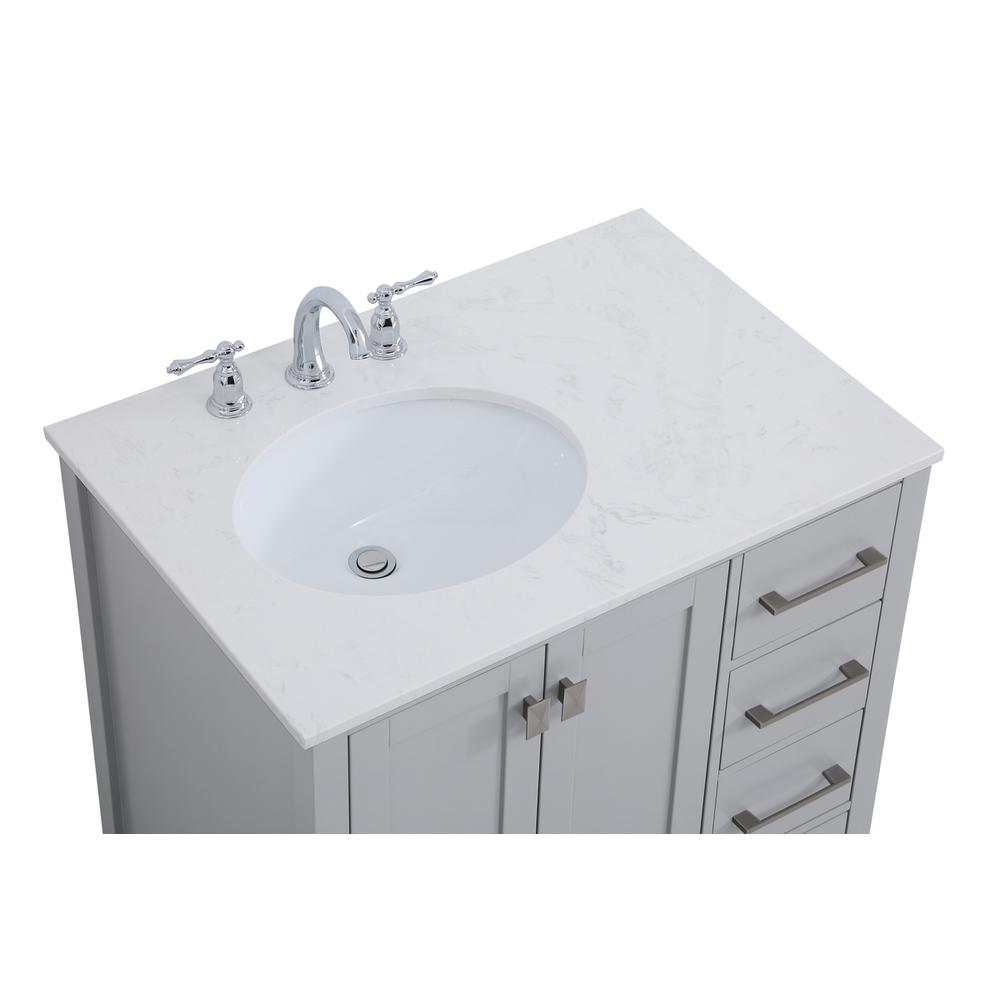 32 inch Single Bathroom Vanity in Gray. Picture 9