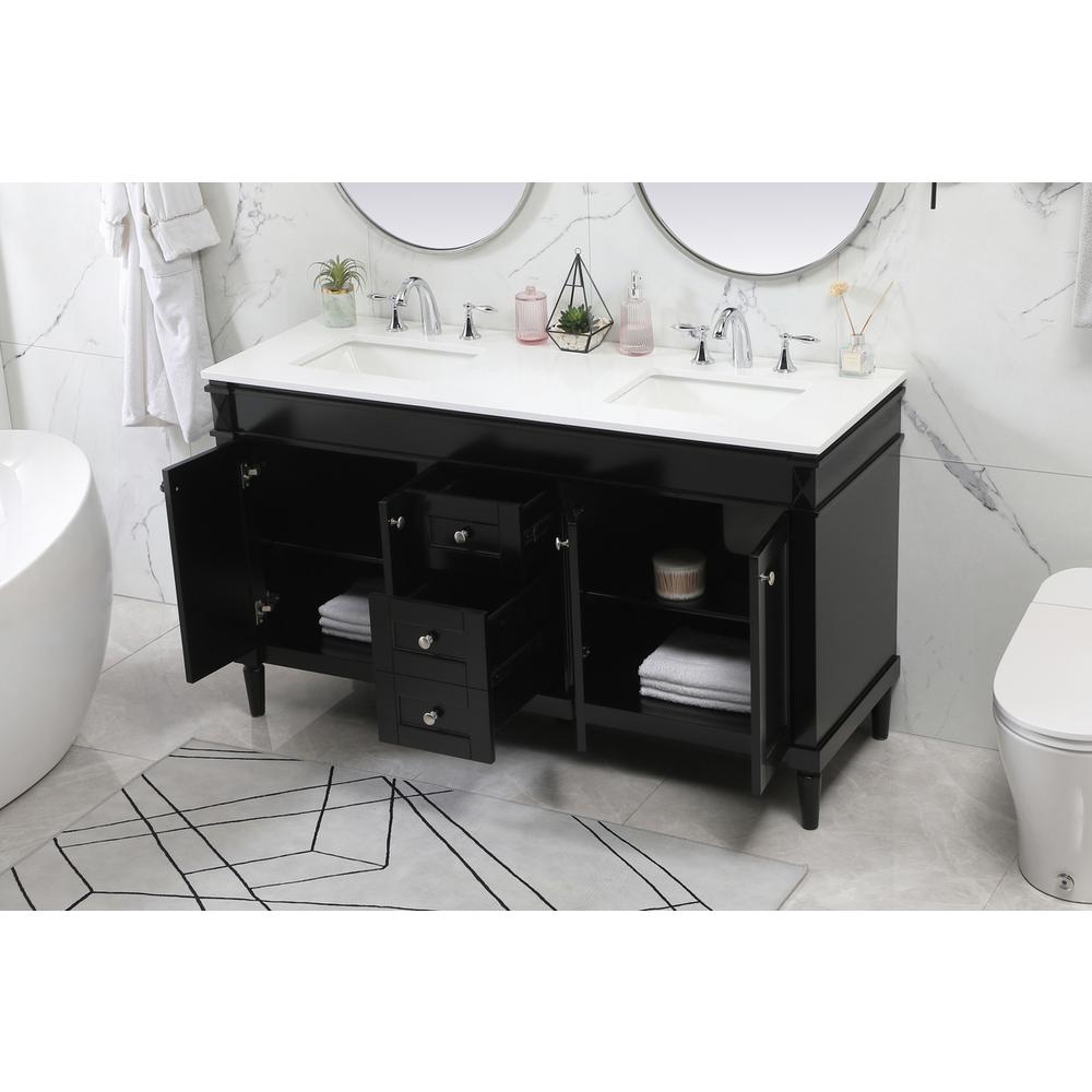 60 inch double bathroom vanity in black. Picture 3