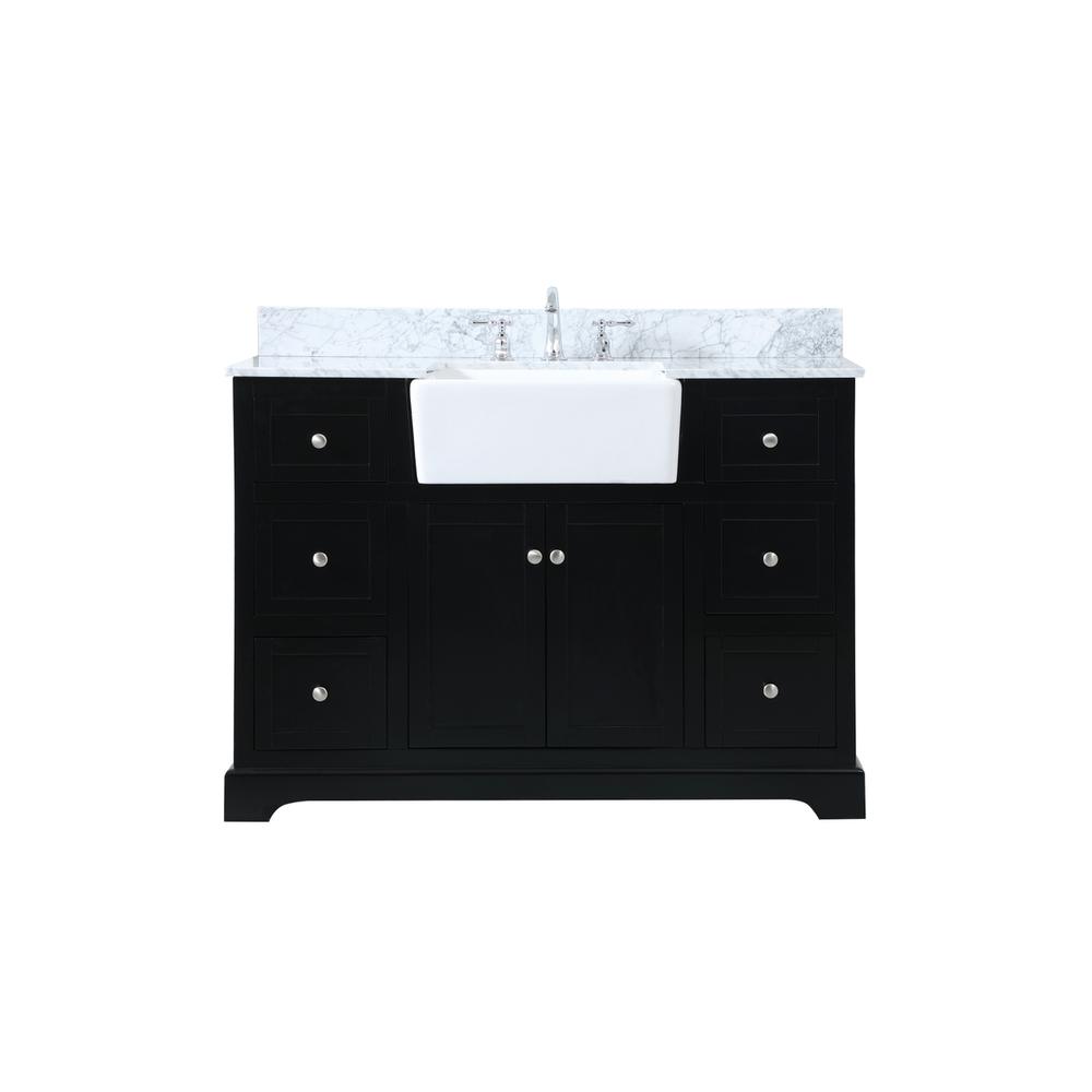 48 inch Single bathroom vanity in black with backsplash. Picture 1