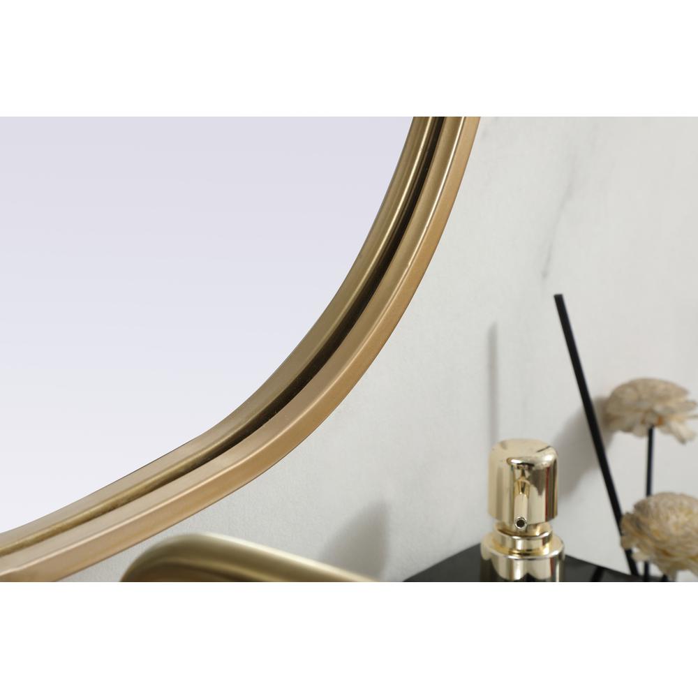 Metal Frame Oval Mirror 20x30 Inch in Brass. Picture 6